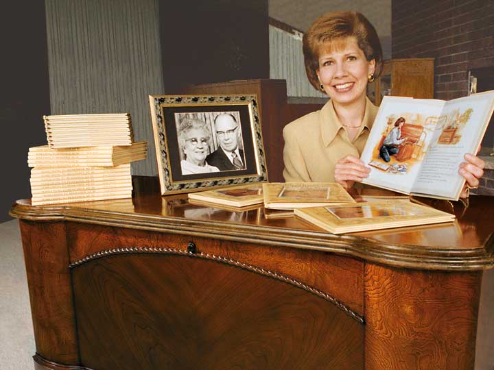 Susan with photo of her grandparents